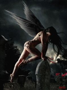 demonic, angelic creature with wings