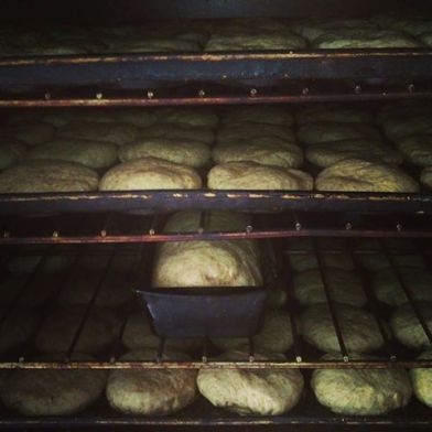 Parents baking bread